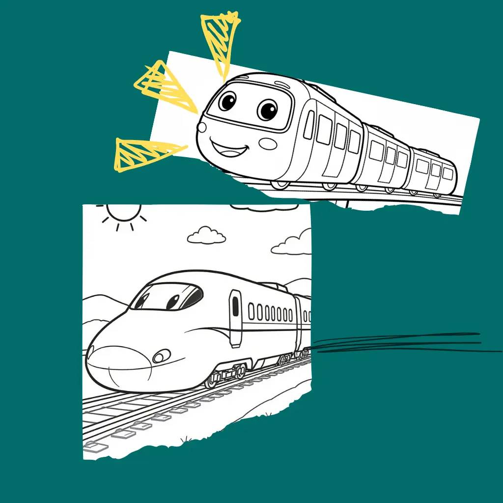 Train Coloring Book - Choo-Choo Wheels