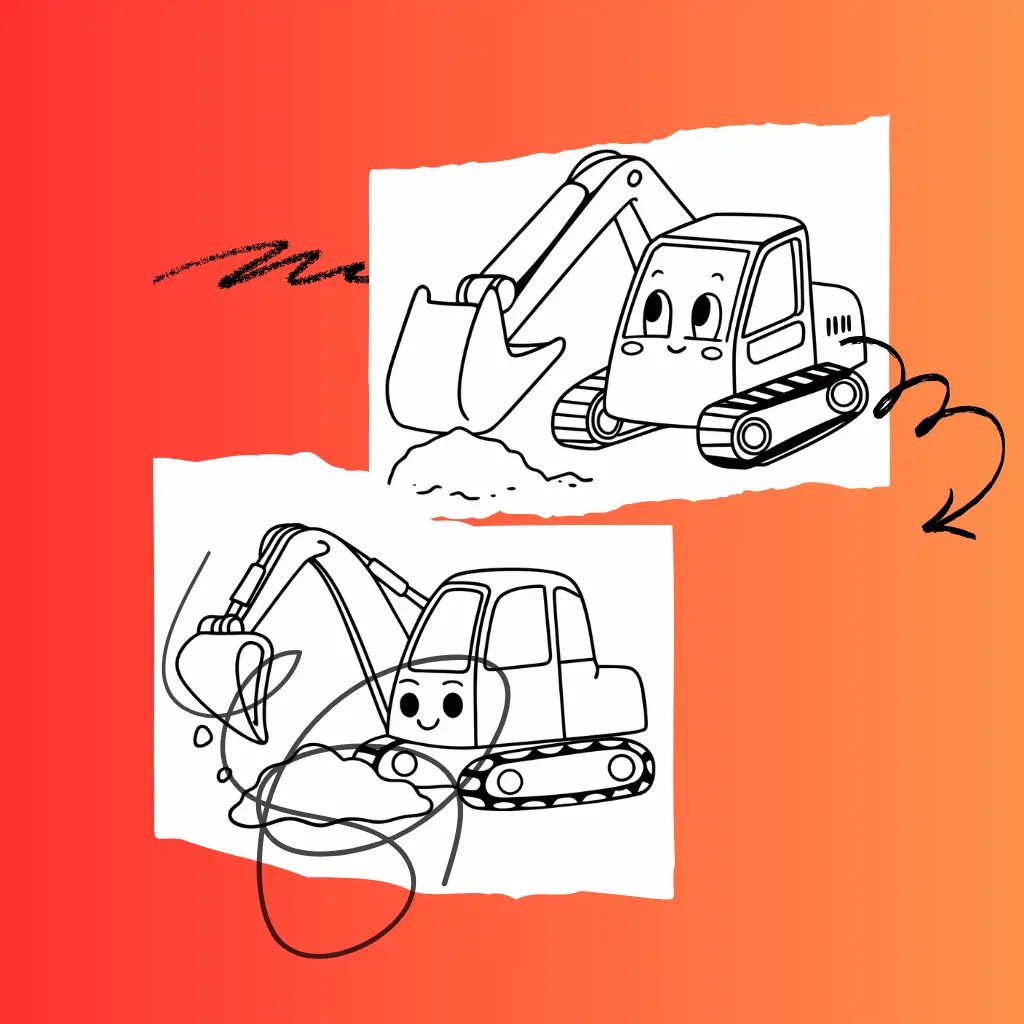 Excavator Color Page - Free Printable for Kids