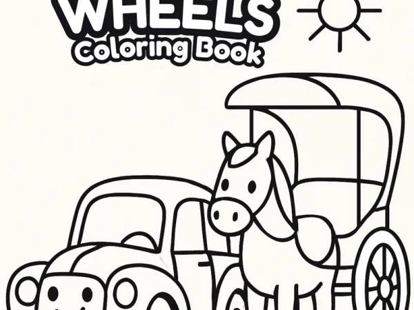 Wayback Wheels Coloring Book preview - first page