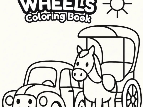 Wayback Wheels Coloring Book preview - first page
