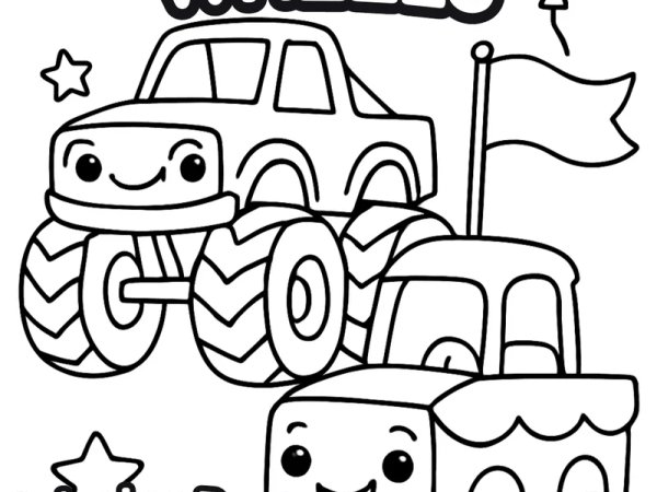 Wow Wheels Coloring Book preview - first page