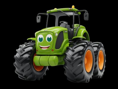Articulated Tractor for kids - Interactive articulated tractor illustration from Little Wheels educational app for toddlers ages 2-6 years
