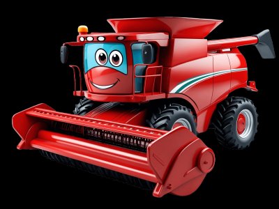 Combine Harvester for kids - Interactive combine harvester illustration from Little Wheels educational app for toddlers ages 2-6 years
