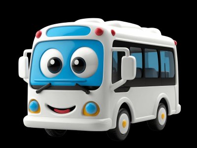 Shuttle Bus for kids - Interactive shuttle bus illustration from Little Wheels educational app for toddlers ages 2-6 years