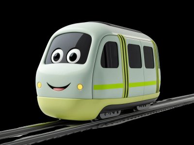 Light Rail for kids - Interactive light rail illustration from Little Wheels educational app for toddlers ages 2-6 years