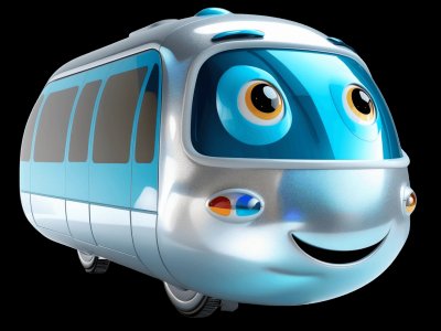 Monorail for kids - Interactive monorail illustration from Little Wheels educational app for toddlers ages 2-6 years