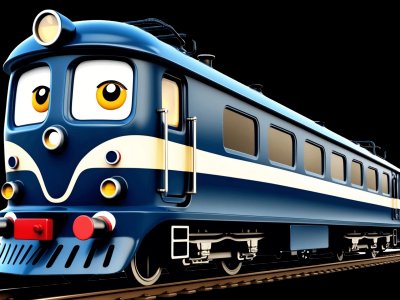 Passenger Train for kids - Interactive passenger train illustration from Little Wheels educational app for toddlers ages 2-6 years