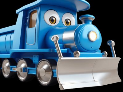 Snowplow Locomotive for kids - Interactive snowplow locomotive illustration from Little Wheels educational app for toddlers ages 2-6 years