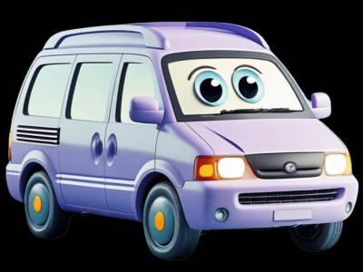 Van learning activities for toddlers - Practice v and n sounds Van for kids - Interactive van illustration from Little Wheels educational app for toddlers ages 2-6 years