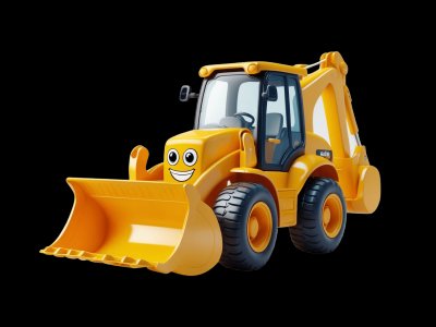 Backhoe learning activities for toddlers - Practice b and k sounds Backhoe for kids - Interactive backhoe illustration from Little Wheels educational app for toddlers ages 2-6 years