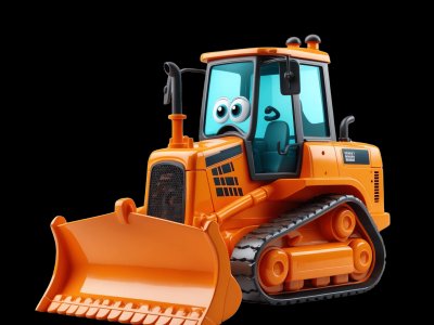 Bulldozer for kids - Interactive bulldozer illustration from Little Wheels educational app for toddlers ages 2-6 years