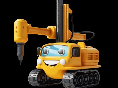 Drill Rig for kids - Interactive drill rig illustration from Little Wheels educational app for toddlers ages 2-6 years