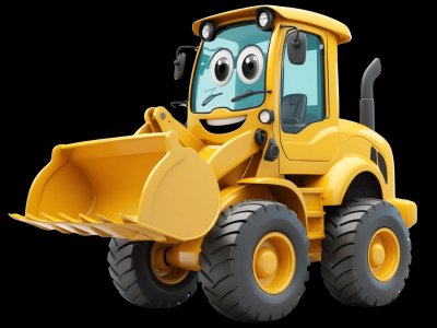 Front Loader for kids - Interactive front loader illustration from Little Wheels educational app for toddlers ages 2-6 years