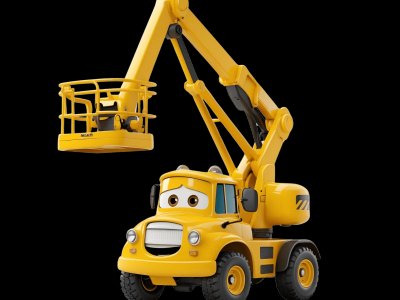 Mobile Crane for kids - Interactive mobile crane illustration from Little Wheels educational app for toddlers ages 2-6 years