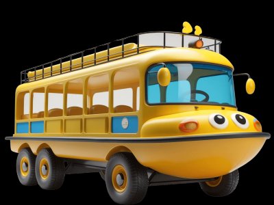 Amphibious Vehicle for kids - Interactive amphibious vehicle illustration from Little Wheels educational app for toddlers ages 2-6 years