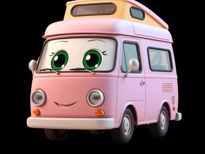 Camper learning activities for toddlers - Practice k and m sounds Camper for kids - Interactive camper illustration from Little Wheels educational app for toddlers ages 2-6 years