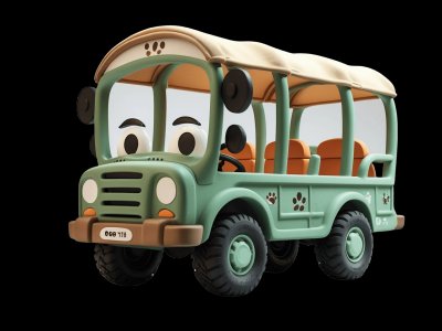 Safari Car for kids - Interactive safari car illustration from Little Wheels educational app for toddlers ages 2-6 years