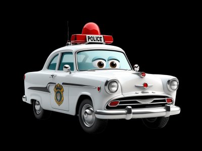 Classic Police Car for kids - Interactive classic police car illustration from Little Wheels educational app for toddlers ages 2-6 years