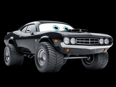 Muscle Car for kids - Interactive muscle car illustration from Little Wheels educational app for toddlers ages 2-6 years