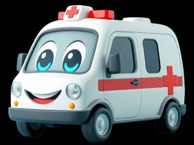 Ambulance learning activities for toddlers - Practice n and l sounds Ambulance for kids - Interactive ambulance illustration from Little Wheels educational app for toddlers ages 2-6 years