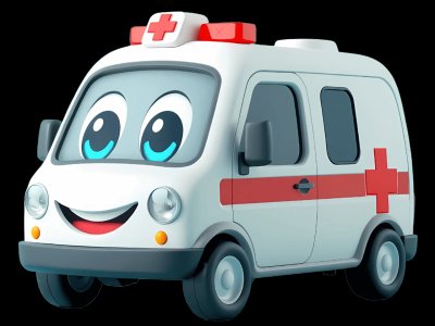 Ambulance learning activities for toddlers - Practice n and l sounds Ambulance for kids - Interactive ambulance illustration from Little Wheels educational app for toddlers ages 2-6 years