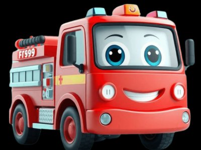 Fire Truck for kids - Interactive fire truck illustration from Little Wheels educational app for toddlers ages 2-6 years