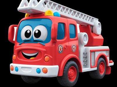 Hook and Ladder Firetruck for kids - Interactive hook and ladder firetruck illustration from Little Wheels educational app for toddlers ages 2-6 years