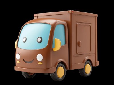 Delivery Truck for kids - Interactive delivery truck illustration from Little Wheels educational app for toddlers ages 2-6 years