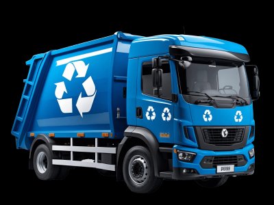 Real recycling truck photo for kids - See what recycling trucks look like in real life for toddler learning