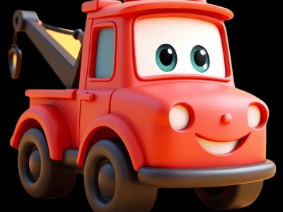 Tow Truck for kids - Interactive tow truck illustration from Little Wheels educational app for toddlers ages 2-6 years