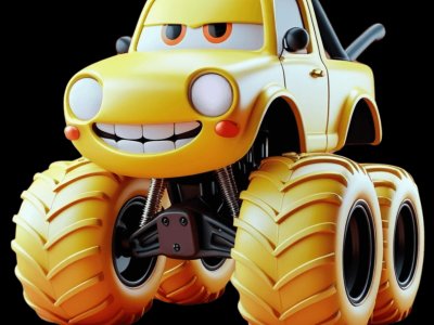 Monster Truck learning activities for toddlers - Practice m and n sounds Monster Truck for kids - Interactive monster truck illustration from Little Wheels educational app for toddlers ages 2-6 years