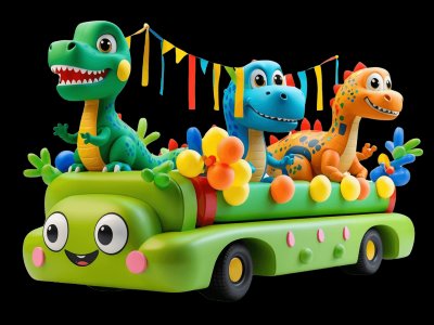 Parade Float for kids - Interactive parade float illustration from Little Wheels educational app for toddlers ages 2-6 years