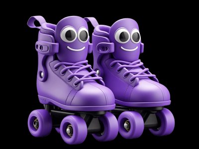 Rollerblades for kids - Interactive rollerblades illustration from Little Wheels educational app for toddlers ages 2-6 years