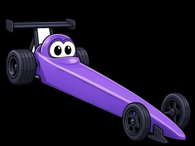 Dragster for kids - Interactive dragster illustration from Little Wheels educational app for toddlers ages 2-6 years