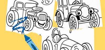 Wayback Wheels Coloring Book