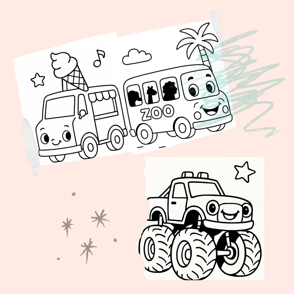 Wow Wheels Coloring Book