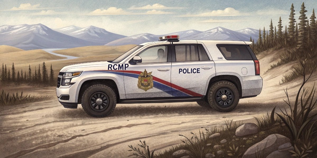 RCMP police SUV with red and blue markings on a Canadian road