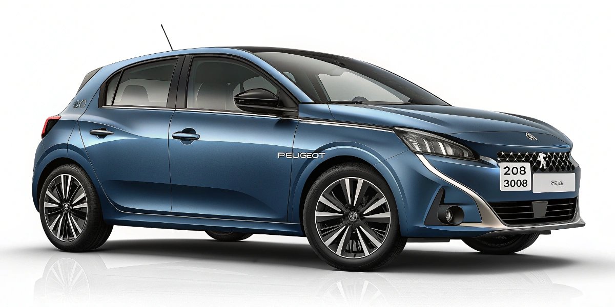 Modern Peugeot family car with distinctive lion logo