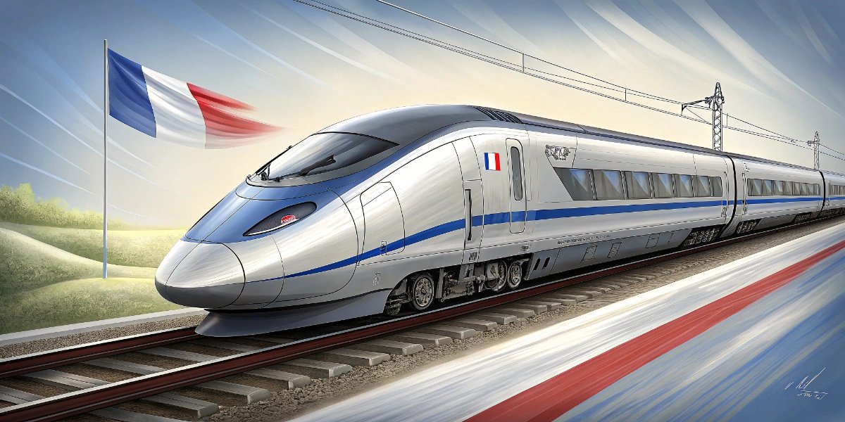 French TGV high-speed train with distinctive aerodynamic nose