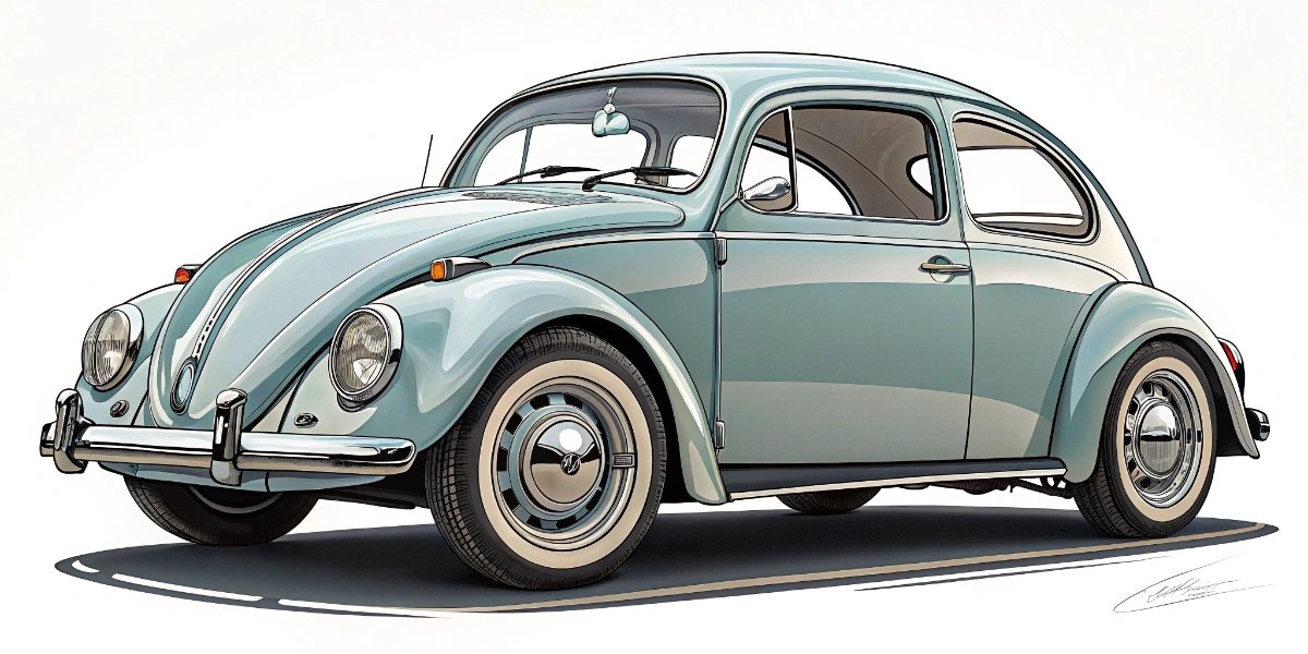Classic Volkswagen Beetle with distinctive round shape