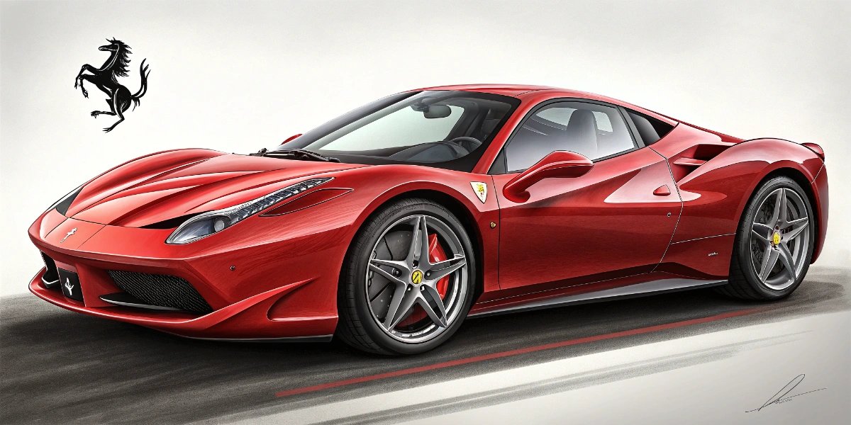 Red Ferrari sports car driving on an Italian coastal road