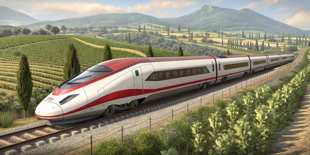 Italian Frecciarossa high-speed train at a station platform