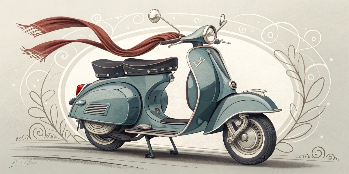 Classic Vespa scooter parked on a narrow Italian street