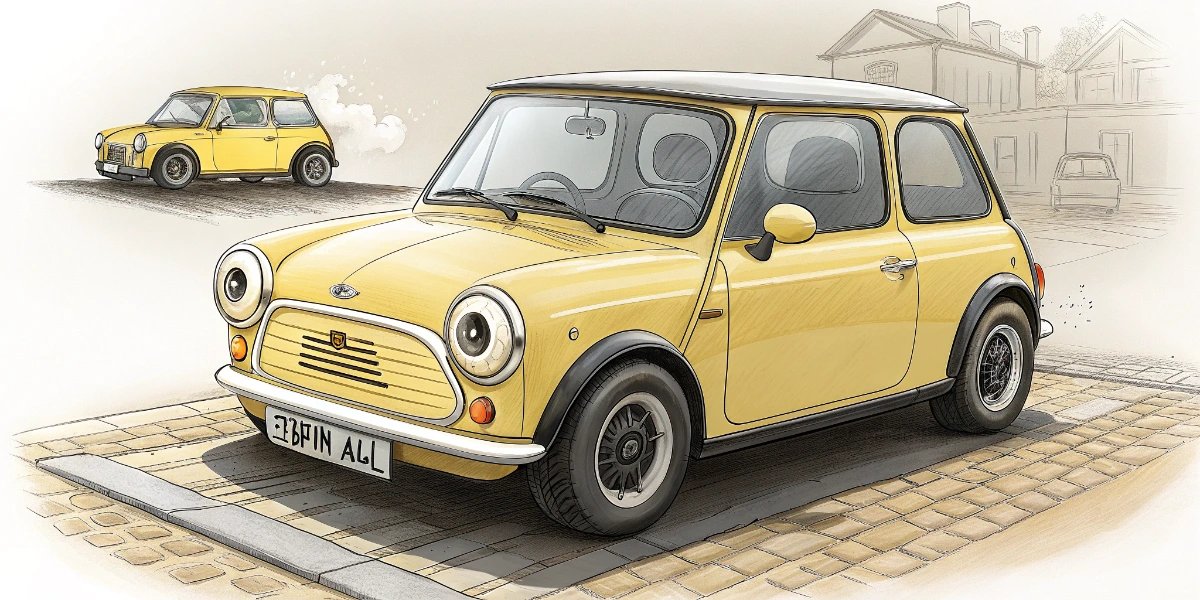 Compact kei car with yellow license plate on Japanese street