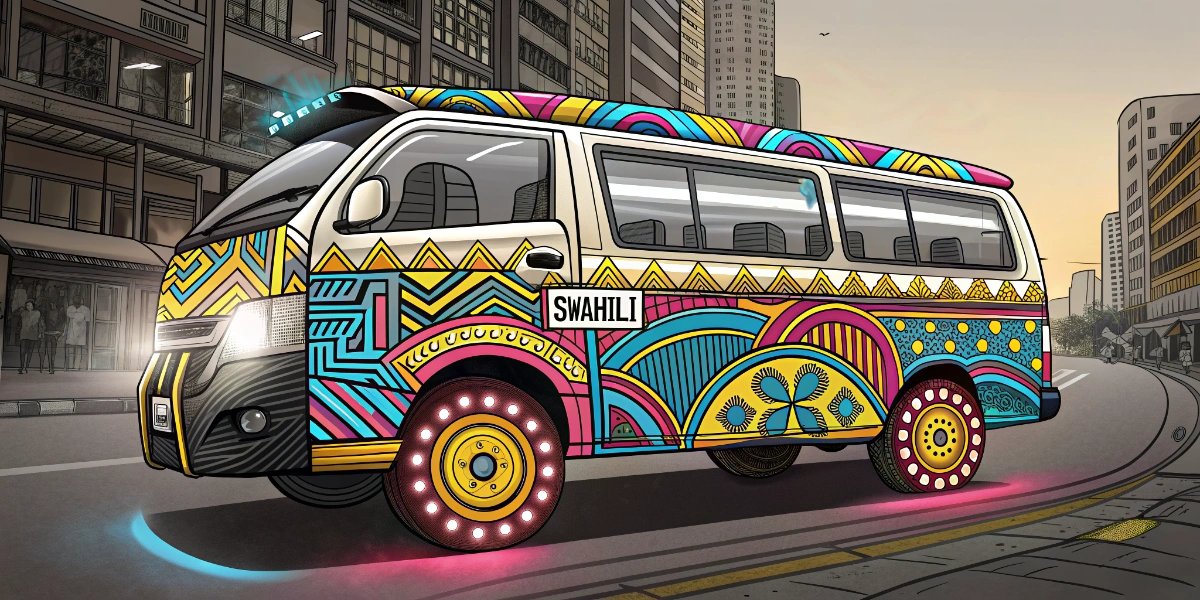 Colorfully decorated Kenyan matatu minibus with vibrant artwork