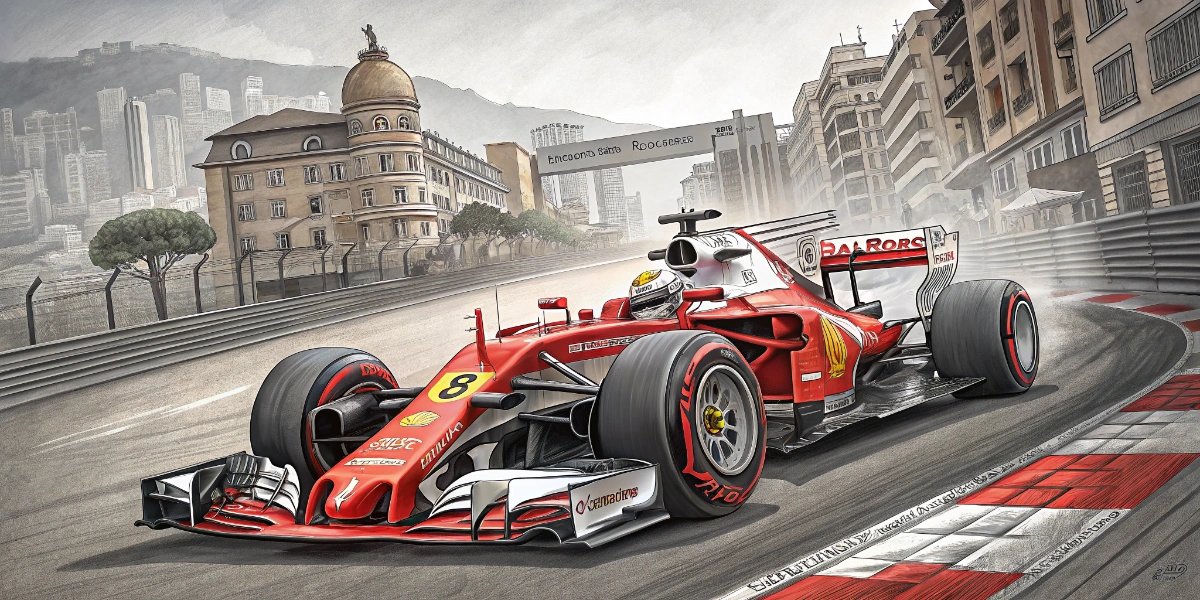 Formula One race car taking a high-speed corner on a road course
