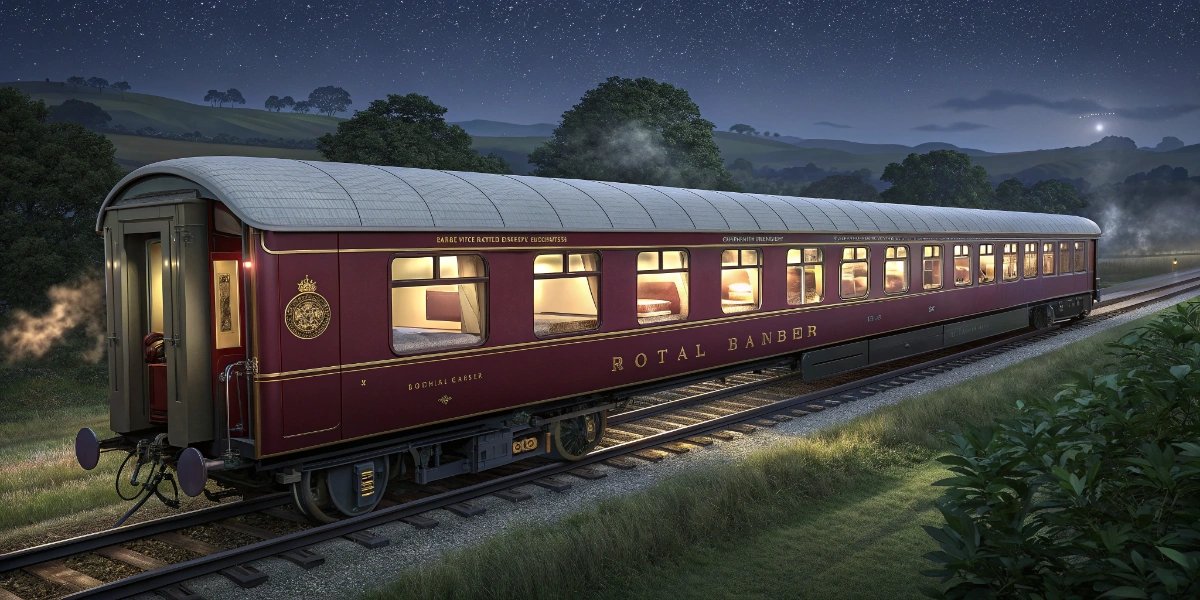 Royal claret-colored British Royal Train carriages
