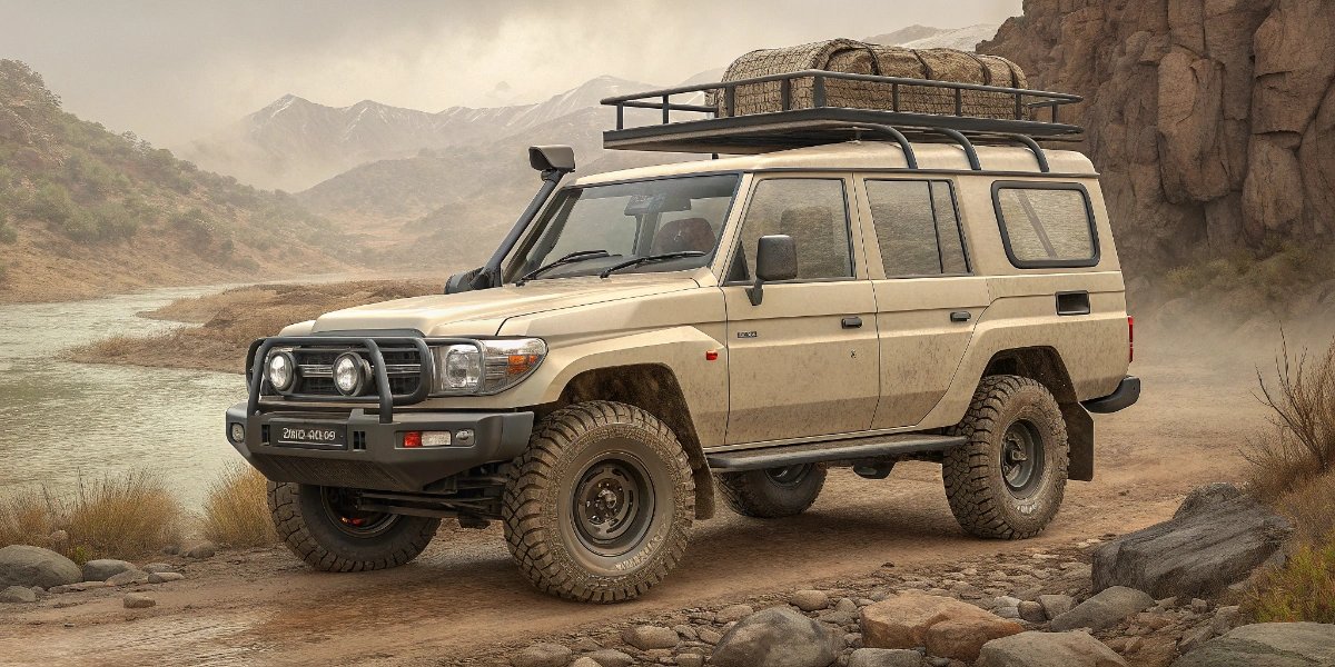 Rugged Toyota Land Cruiser 4x4 on African terrain