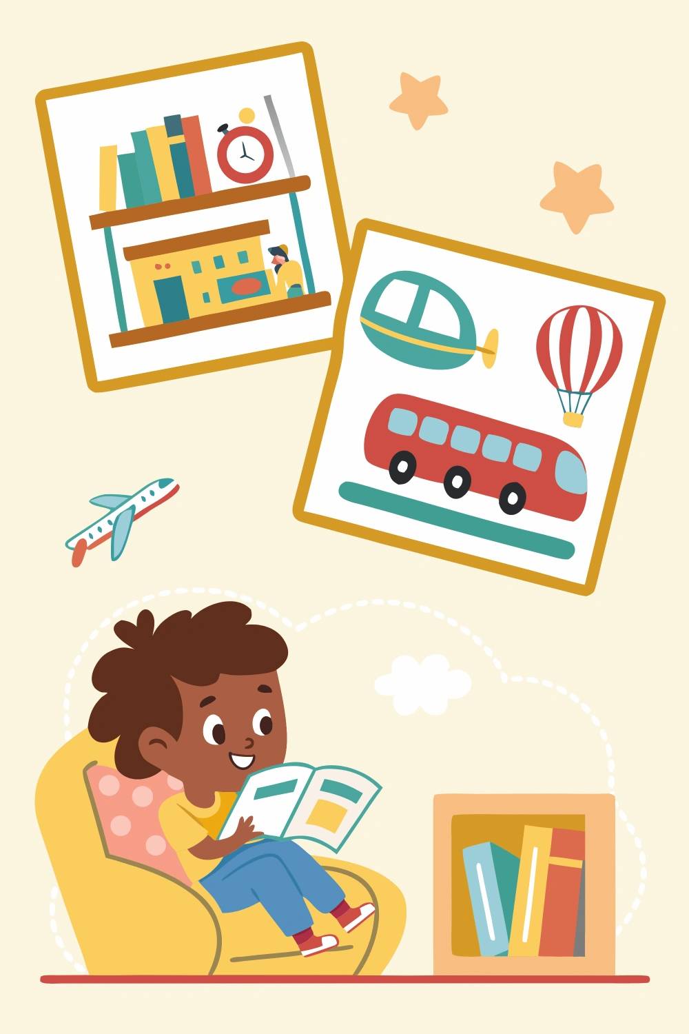 Preschool teacher reading a transportation book to children during circle time